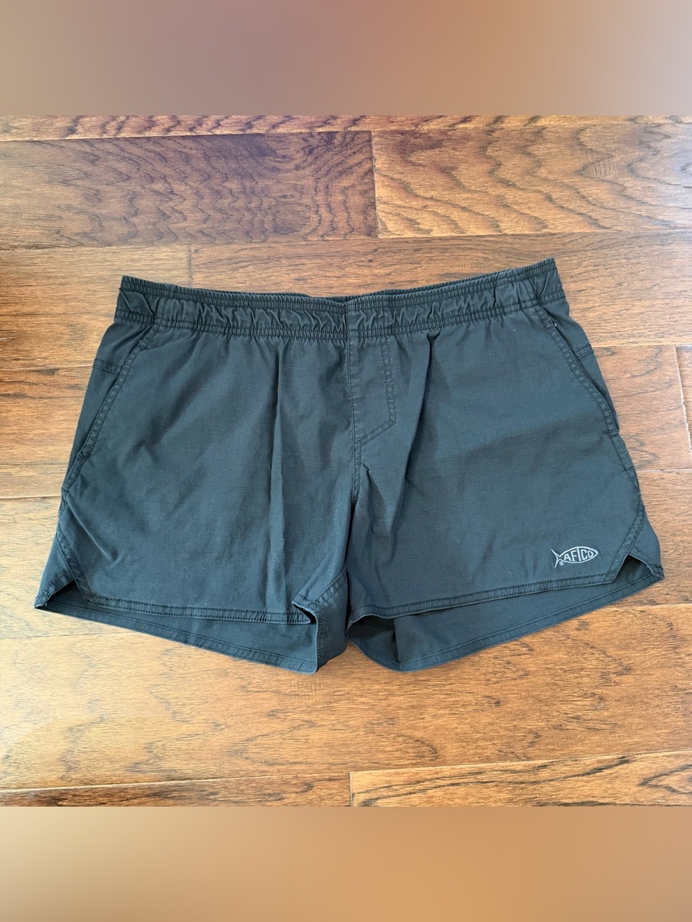 AFTCO Women’s Shorts Large 4” Black Nylon Stretch Fishing Outdoor Drawstring